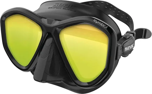 Vista 20 de Seac Símbolo, máscara de buceo hecha en Italia con dos lentes y hebilla 3D