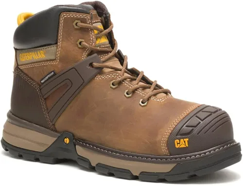 Vista 2 de Caterpillar Excavator Superlite - Botas de trabajo impermeables con puntera suave, Beige oscuro, 9.5 Wide