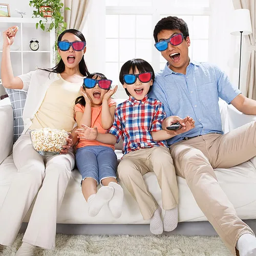 Vista 4 de craftshou Paquete de 4 lentes 3D rojo y azul, gafas de visión 3D para juegos de películas cian, estilo anaglifo cian, cine en casa