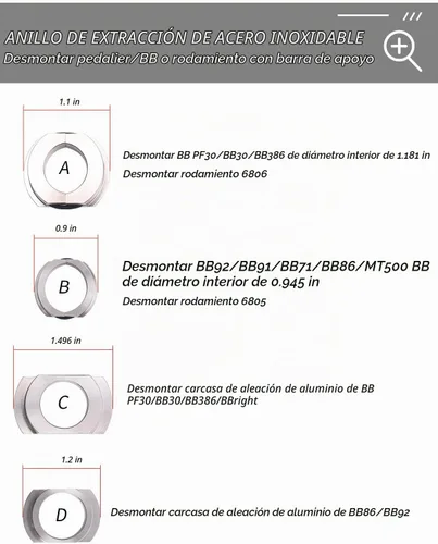 Vista 2 de Herramienta de extracción de prensa de rodamientos de bicicletas,Herramienta de instalación de extractor de rodamientos de bicicletas, Kit