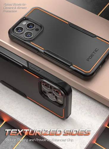 Vista 3 de Poetic Neon Series - Funda compatible con iPhone 15 Pro de 6.1 pulgadas (versión 2023), funda protectora de doble capa, resistente, resistente, Negro