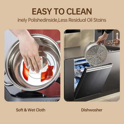 Vista 6 de Olla de vapor de acero inoxidable de 3 niveles con tapa, ollas de vapor multiusos para cocinar, juego de vapor de verduras y albóndigas con asas