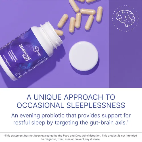 Vista 2 de Microbiome Labs Zenbiome Sleep - Suplemento de teanina L con extracto de bálsamo de limón y probióticos con Bifidobacterium Longum - Ayuda a calmar