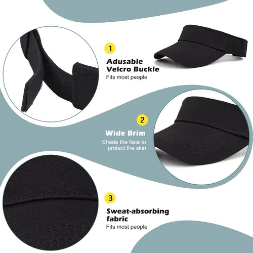 Vista 4 de Zando Sombreros de visera para mujer, de algodón, ajustables, viseras para el sol, para deportes al aire libre, unisex, para golf, tenis