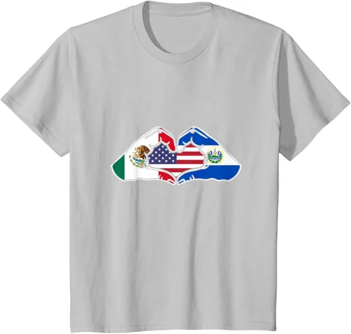 Vista 29 de Corazón manos México, El Salvador y Estados Unidos. Camiseta, Negro