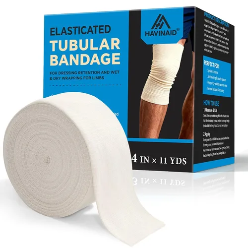 Vista 10 de Vendaje de soporte tubular elástico sin látex con tela Stockinette, manga de compresión tubular transpirable para soporte de articulaciones