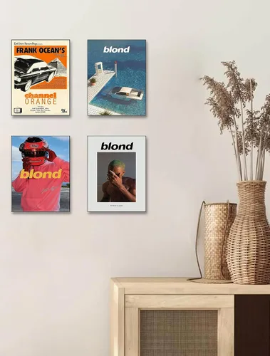 Vista 6 de ZONTO Frank Ocean - Pósteres de portada de álbum de rapero firmado con música limitada, juego de 4 pósteres estéticos para sala de estar