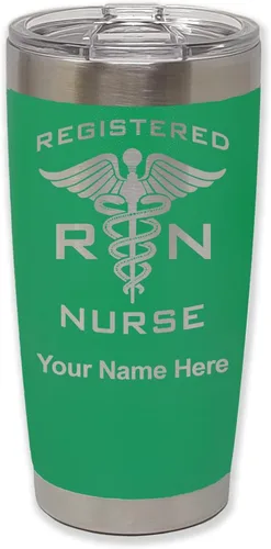 Vista 59 de LaserGram Vaso aislado al vacío de 20 onzas, enfermera registrada RN, grabado personalizado incluido (negro)