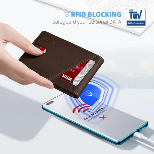 Vista 112 de Zitahli - Billeteras delgadas RFID para hombres, billetera de cuero flexible con clip de dinero, cartera minimalista con bolsillo frontal