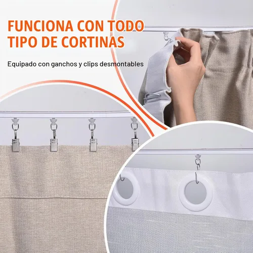 Vista 5 de VEVOR Juego de rieles para cortina de techo, 9.9 pies/3 metros, sistema de riel de techo autoadhesivo sin perforación para cortinas, riel de techo