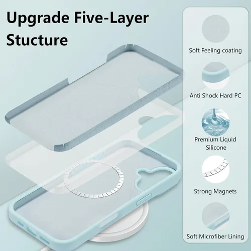 Vista 270 de Funda magnética de silicona para iPhone 13 Pro, color blanco antiguo [Compatible con Magsafe] [Forro de microfibra suave antiarañazos], funda