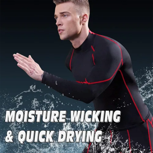Vista 4 de Camisas de compresión para hombre, atléticas, de manga larga, para correr, gimnasio, cuello alto, secado rápido, capa base elástica activa