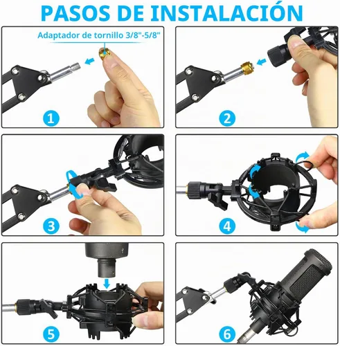 Vista 6 de SUNMON Soporte de choque AT2020, soporte de montaje de choque reduce el ruido de vibración para Audio Technica AT2020 AT2035 AT4040 AT2020USB