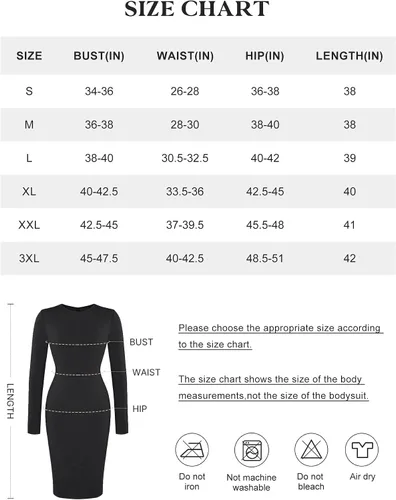Vista 6 de Popilush 9 in 1 Shapewear Dress Long Sleeve Crew Neck Midi Dress for 2024