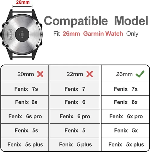 Vista 4 de Correa de repuesto para Fenix 7X/6X/5X, correa de metal de acero inoxidable de fácil ajuste compatible con relojes inteligentes Fenix 6X Pro/Fenix