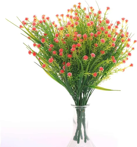 Vista 9 de JAKY-Global Flores artificiales Gypsophila Babysbreath - Ramo de plantas de agua falsas, 6 paquetes de plantas falsas, ramo de brida de boda