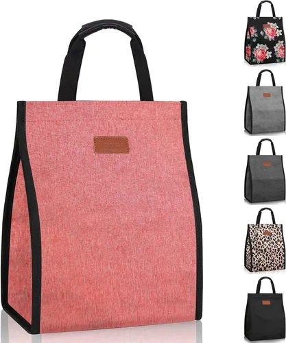 Vista 17 de Bolsas de almuerzo para mujer, aisladas, reutilizables, con bolsillo interno, bolsa de almuerzo para adultos para el trabajo