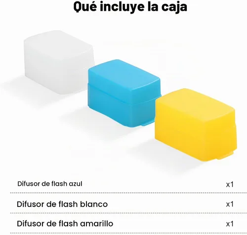 Vista 6 de Difusor de flash para Godox TT520 TT520ii TT560 TT560ii Flash Speedlite (paquete de 3 unidades, blanco, azul y amarillo)