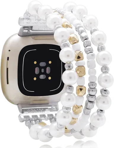 Vista 18 de C&L Accessories Pulseras compatibles con bandas Fitbit Versa 3/Versa 4/Fitbit Sense 2/Bandas Sense para mujeres y hombres con cuentas de piedras