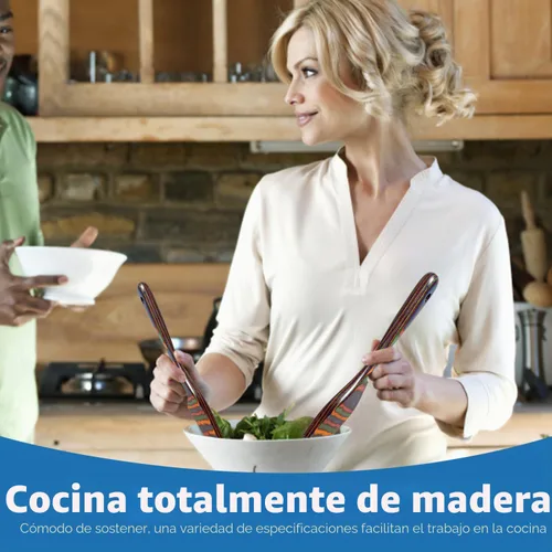 Vista 4 de Juego de espátulas de Pakkawood, Gudamaye 5 piezas de utensilios de cocina de Pakkawood, cucharas de madera para cocinar, utensilios de madera