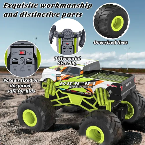 Vista 5 de Camión monstruo RC a escala 1:16 - Camión todo terreno de 2.4GHz para niños de 4 a 12 años, camión RC todoterreno de 20 Km/h, regalo de Navidad