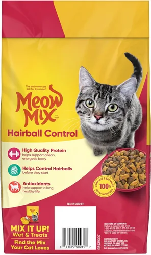 Vista 9 de Meow Mix Control de Bolas de Pelo Alimento Seco para Gatos, Bolsa de 3.15 Libras (Paquete de 4)