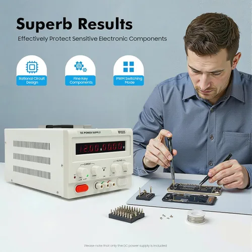 Vista 6 de Fuente de alimentación de CC variable 0-30V 0-20A, fuente de alimentación de banco de CC regulada de conmutación ajustable, protección múltiple de 4