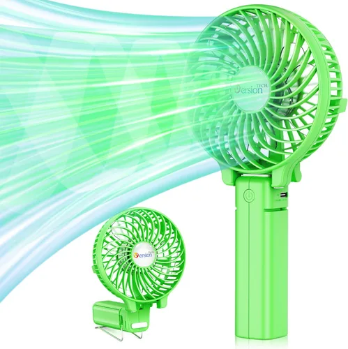 Vista 12 de VersionTECH. Ventilador de mano portátil, potente+durable+4000mAh+plegable 180°, mini ventiladores de mesa con USB recargable funciona