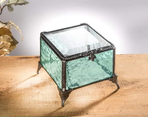 Vista 4 de Caja de cristal decorativa para joyería, anillo de exhibición, pulsera, aretes, organizador de almacenamiento, regalo de recuerdo para mamá, hija
