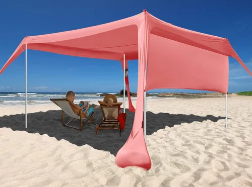 Vista 8 de Beach Canopy Tent Shade with Sidewalls 10x10FT, 6.6FT Tall, UPF50+ Sun Shelter, Windproof & Water Resistant, Includes Guylines Sand Shovel Stability