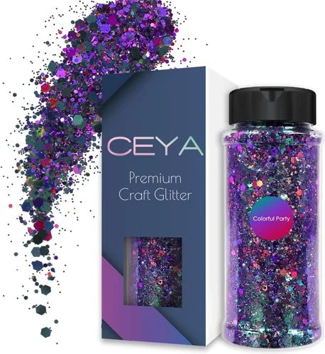 Vista 14 de Ceya - Juego de purpurina camaleón gruesa de 18 colores, 6.3 oz/180 g, polvo de purpurina artesanal con cambio de color, cada 15 ml, copos
