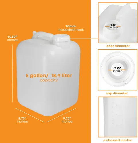 Vista 3 de Hedpak Hedpak- Carboy de plástico de 5 galones con asa, sin BPA y grado alimenticio