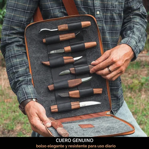Vista 2 de BeaverCraft Kit de tallado de madera de lujo S50X – Herramientas de tallado de madera – Juego de cuchillos de tallado de madera con cuchara – Kit