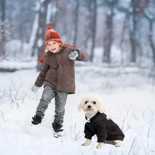 Vista 6 de SCENEREAL Sudaderas con capucha de seguridad para perros de tamaño pequeño, mediano y grande, ropa de felpa cepillada con gorro, abrigo de algodón