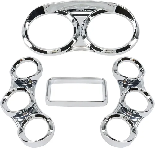 Vista 3 de LOSTAR Kit de cubierta de calibre central, cubiertas de medidor de salpicadero de instrumentos con visera cromada compatible con Peterbilt 379 384