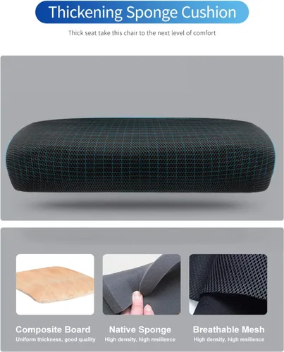 Vista 6 de Silla de oficina en casa, silla ergonómica de escritorio, silla de computadora de malla, soporte lumbar, moderna, ejecutiva, ajustable, giratoria