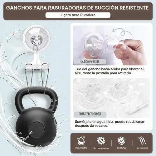Vista 4 de VIS'V Soporte para maquinilla de afeitar con ventosa para ducha para él