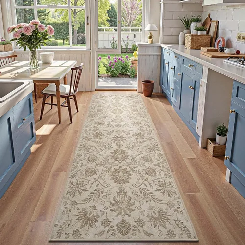 Vista 72 de jinchan Lima - Alfombra simétrica floral geométrica lavable, alfombra de entrada de medio círculo de 2 x 3, alfombra de media luna, suave y Azul
