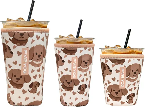 Vista 42 de Reusable Insulated Neoprene Iced Coffee Sleeves for Iced Coffee Cups, Coffee Coolies sleeves for Iced & Hot Drinks
