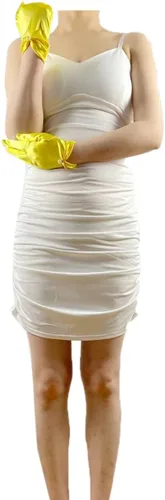 Vista 9 de Vestido de novia de satén para mujer, fiesta de ópera, guantes de los años 20, guantes hasta la muñeca