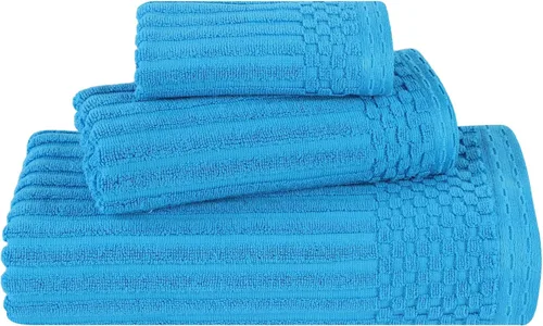 Vista 161 de Superior Juego de 6 toallas de algodón sólido y acanalado, toallas de cara de 13 x 13 pulgadas, toallas de mano de 16 x 28 pulgadas, toallas de baño
