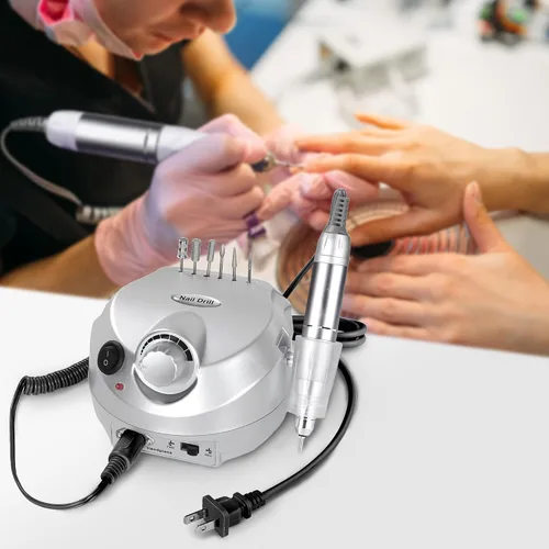 Vista 9 de BYOOTIQUE 30000RPM Pro - Taladro de uñas eléctrico para manicura y pedicura con amortiguador de pedal, 6 brocas de diamante, salón de belleza