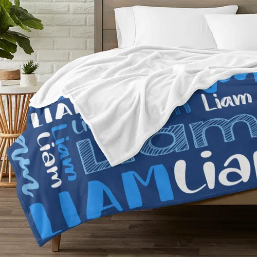 Vista 4 de Dr.TOUGH Manta personalizada con nombres, mantas personalizadas para adultos y niños, manta personalizada, regalos para Navidad y cumpleaños Color-01