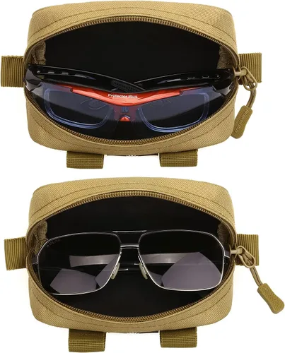 Vista 3 de Anteojos tácticos Estuche rígido Molle cremallera gafas de sol estuche de transporte caja protectora con clip