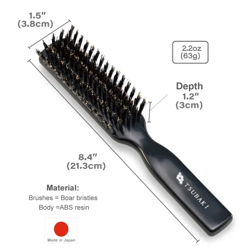 Vista 5 de Generic Cepillo de pelo de cerdas de jabalí natural [fabricado en Japón] con aceite de camelia, cerdas suaves [cepillo para el cabello], calidad