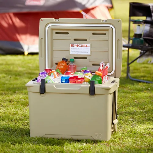 Vista 5 de Engel Enfriadores ENG50 Caja de hielo moldeada rotacionalmente duradera de alto rendimiento para 60 latas para acampar, cazar y pescar Canela