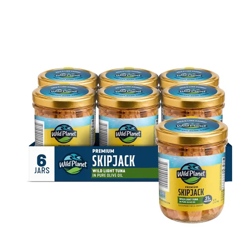 Vista 13 de Wild Planet Wild Skipjack Atún con pepinillos de eneldo, lata de 3 onzas, paquete de 12