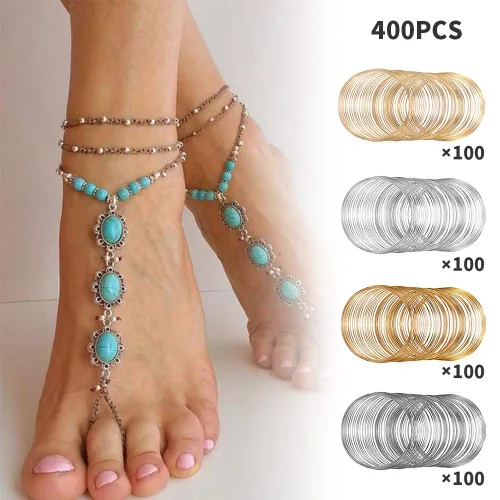 Vista 2 de Huwujiu Pulsera de alambre de 400 lazos para joyería con cuentas de memoria de alambre de acero con memoria para creación de arte, pulsera, collar