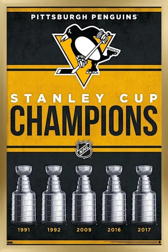 Vista 15 de Trends International NHL Pittsburgh Penguins - Póster de pared Champions 23, 14.72 x 22.37 pulgadas, versión enmarcada de madera de granero Versión