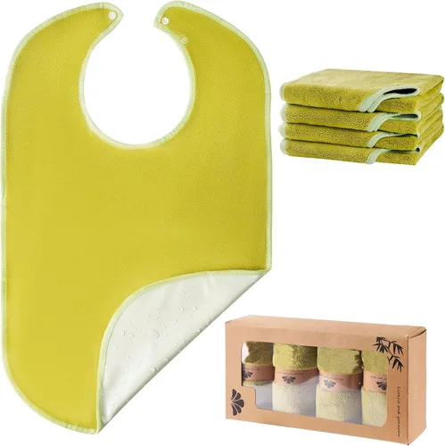 Vista 11 de Paquete de 3 baberos para adultos para hombres o mujeres, baberos grandes para personas mayores, lavables y absorbentes